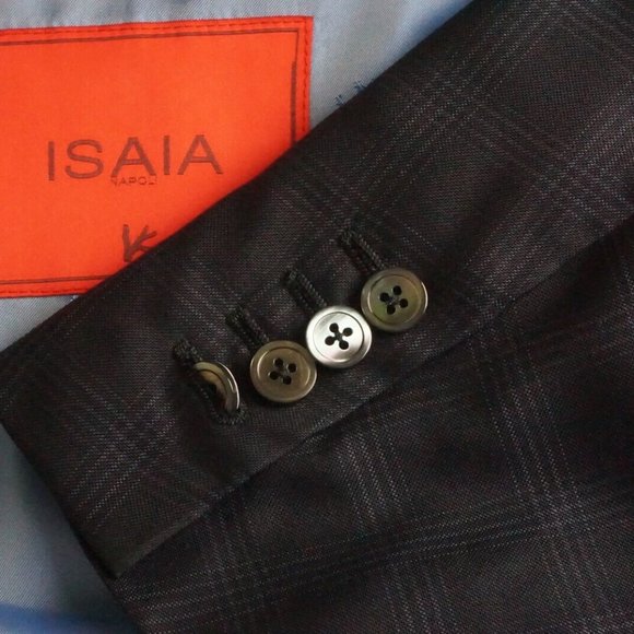 Isaia Napoli Bomby’s 100% Silk Blue Plaid Sport Coat Jacket Sz 40R